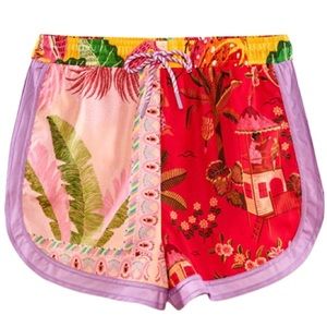 NWT 🌺 FARM Rio Mixed Scarves Drawstring Shorts Size Small